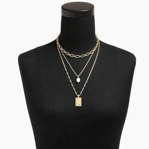 NWT J. Crew Gold 3 Layer Necklace with Charms